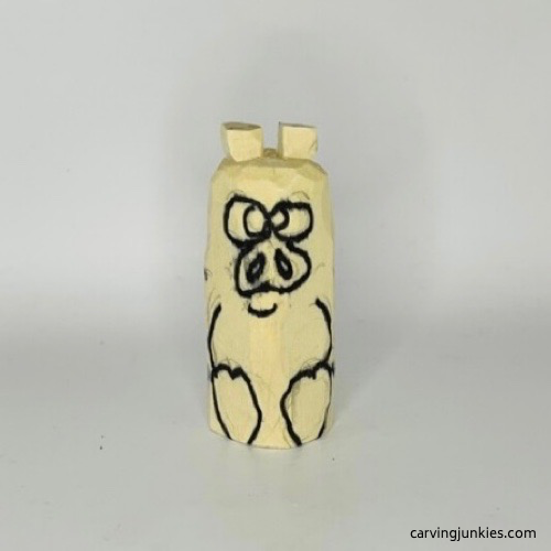 Facial details for carving wooden pig