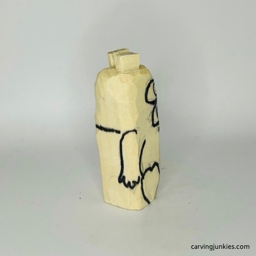 Right view of details for carving wood pig