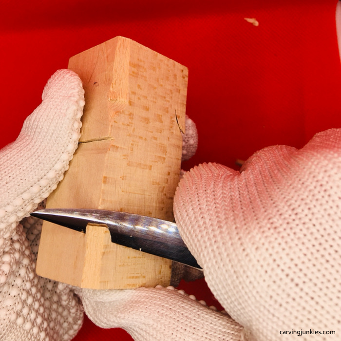 Wood carving pull cut