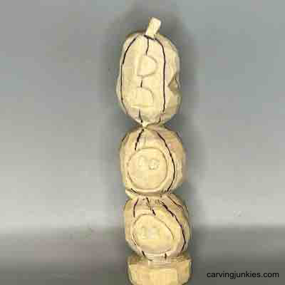 Front view of pumpkin wood carving  indentations