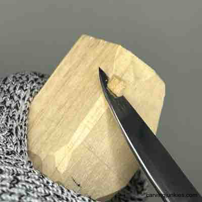 Rounding down back corner on pumpkin wood carving