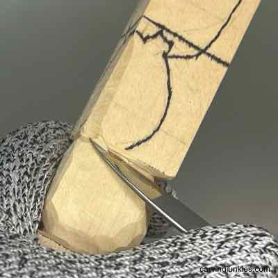 Separating the stem on the second pumpkin