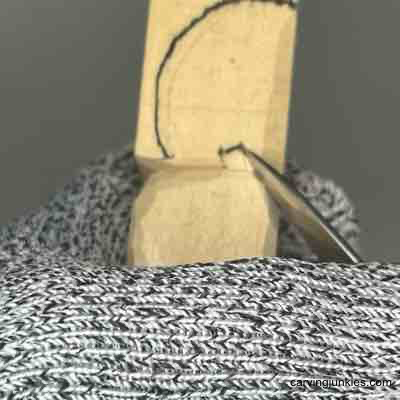 Reserving stem on pumpkin wood carving