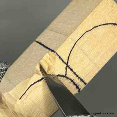 Roughing out second pumpkin wood carving