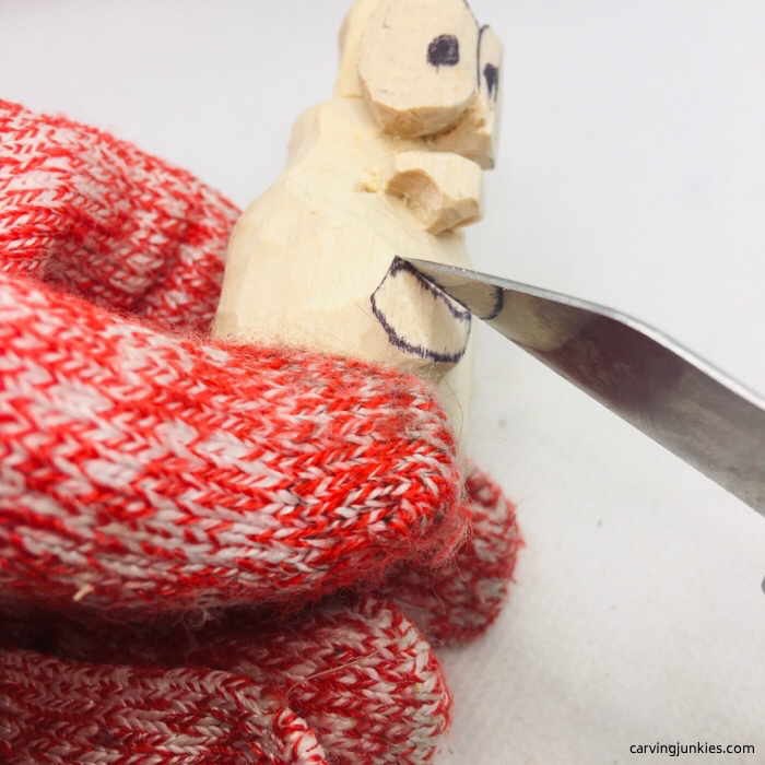 Carving lip on wood pumpkin
