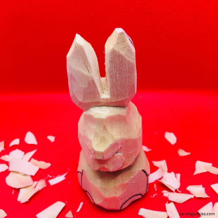 Rabbit ears split on wood carving
