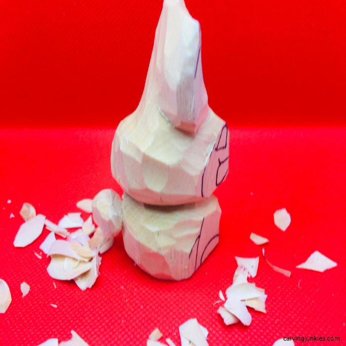 View of rabbit carving from right