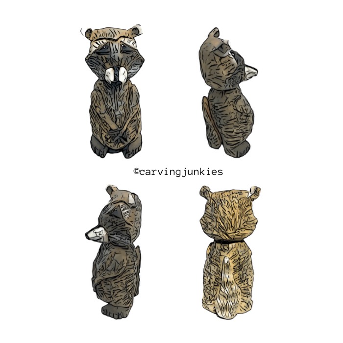 Raccoon wood carving pattern