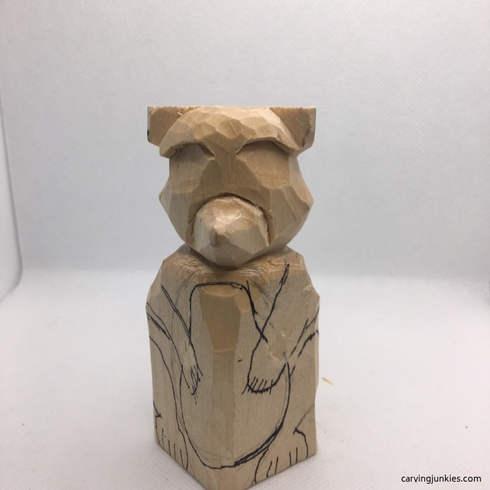 Drawn body of raccoon on wood