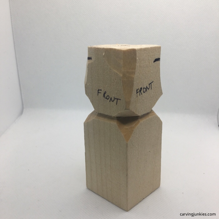 Basswood block marked for cutting