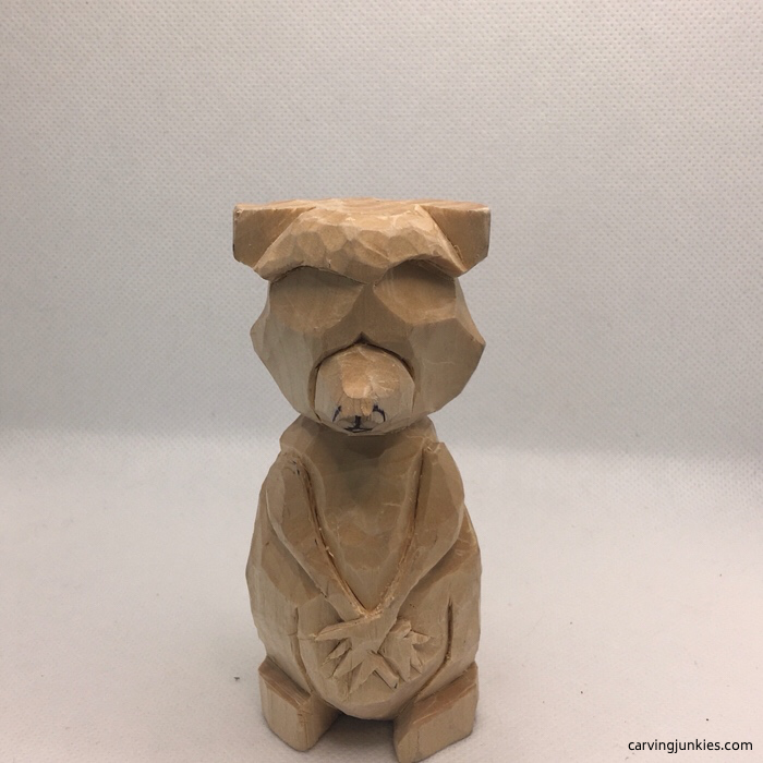 Raccoon carving nearing completion