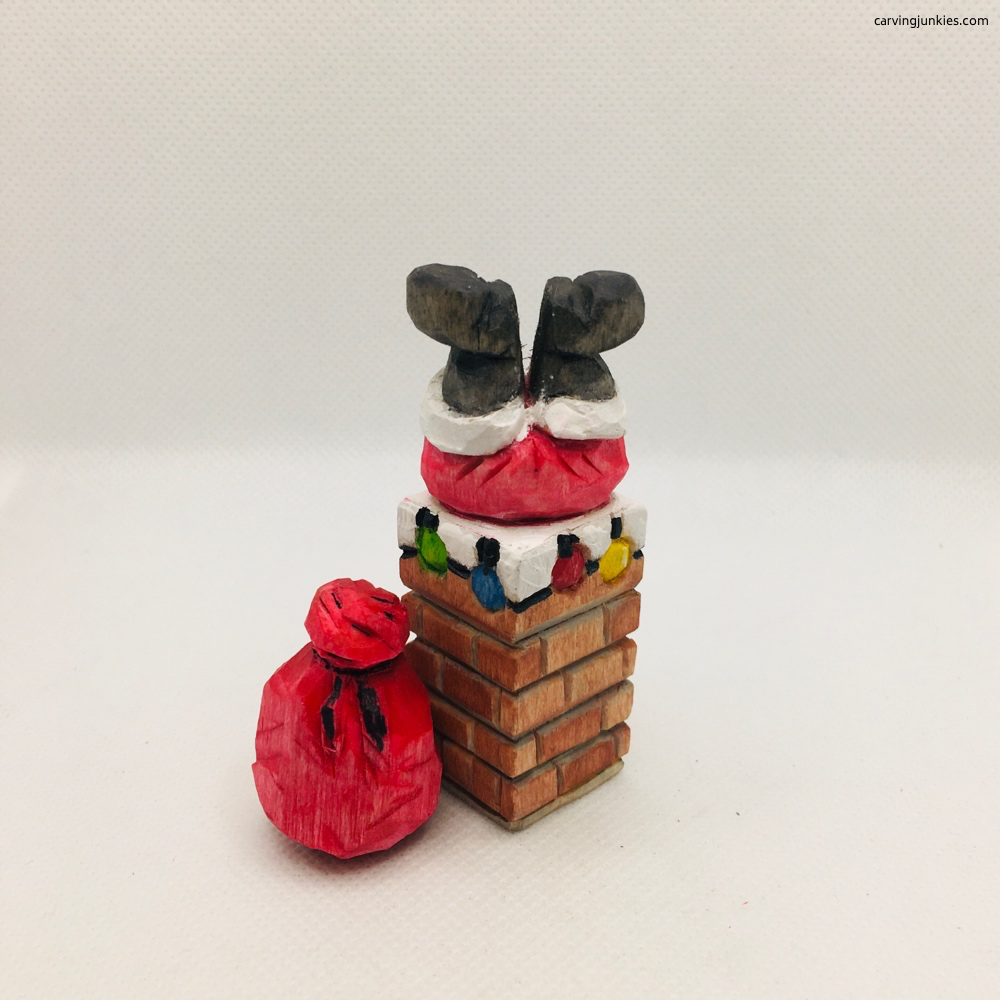 Painted Santa hand carved ornament