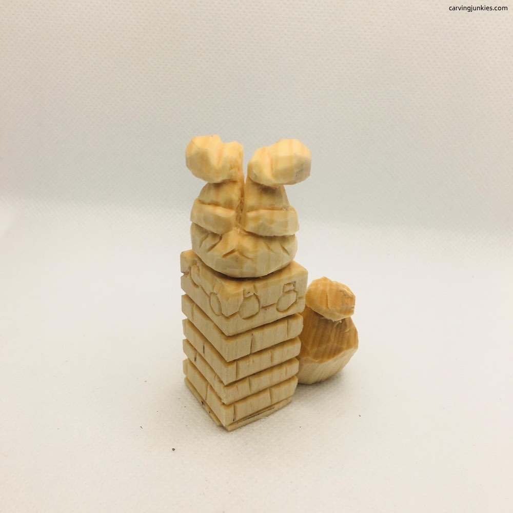 Christmas wood carving with gift bag