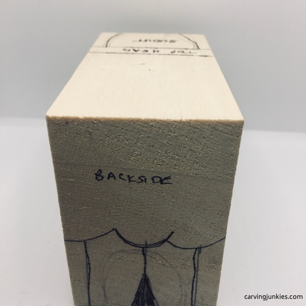 Sheep carving pattern back view