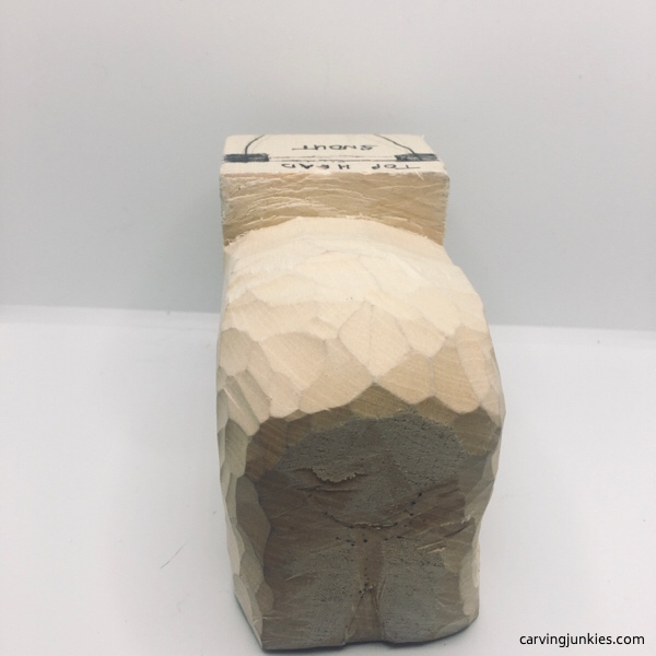 Top view of rounded sheep carving