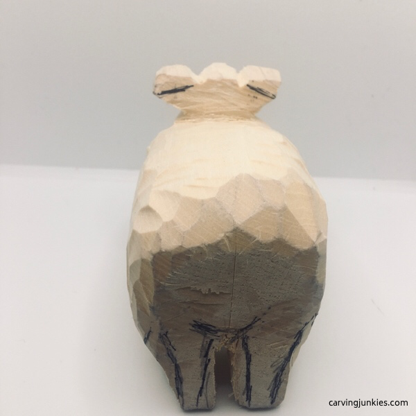 Backside of wood sheep