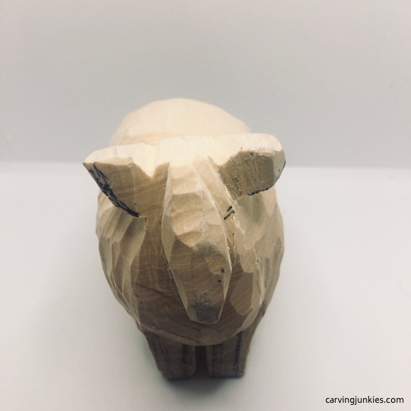 Ears carved on wood sheep