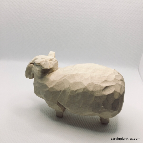 Completed carved wooden sheep