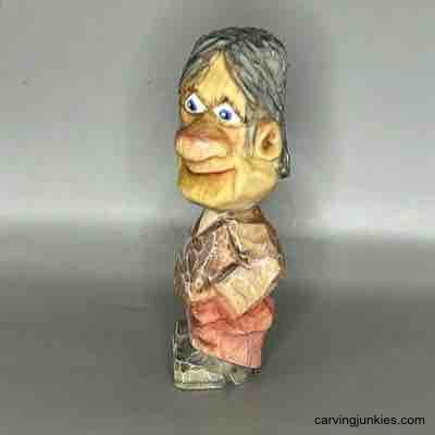 Begin your carving journey now with our little wood character project! Painted left of small guy wood carving