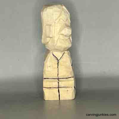 Follow our step-by-step instructions to craft a tiny wooden figure. Front details sketched on small guy wood carving