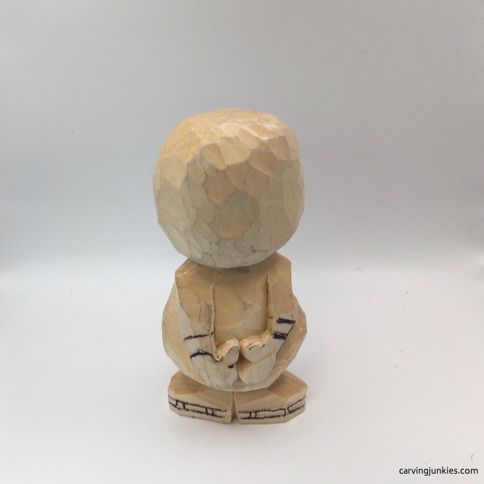 Back view of carved snowman