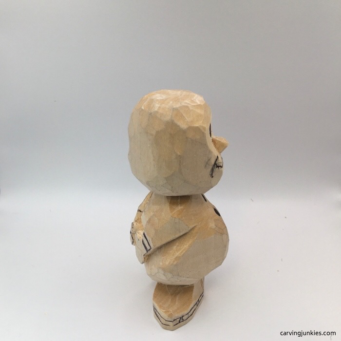 Right view of wood carved snowman