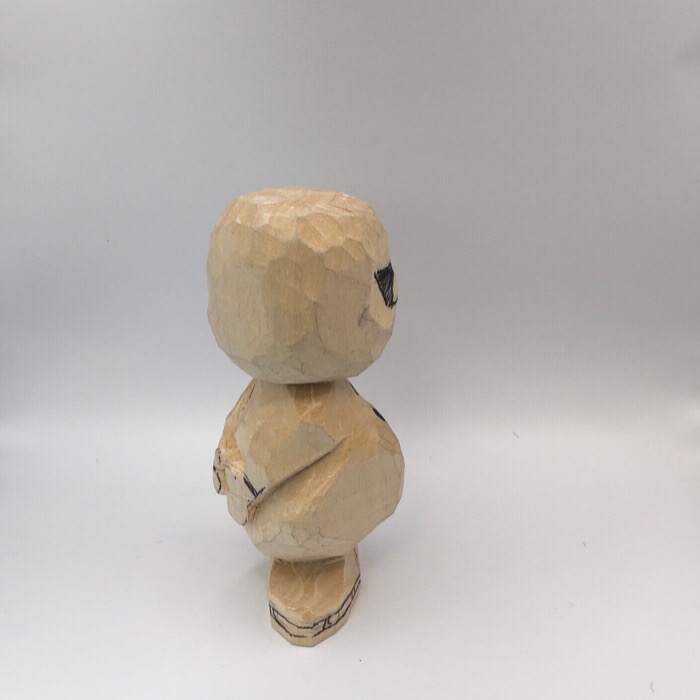 Right view of wood carved snowman