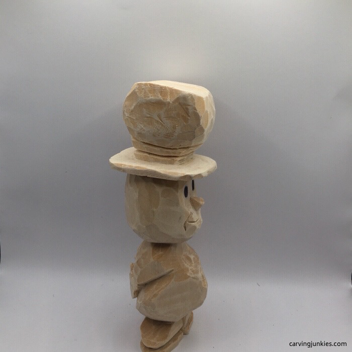 Right view of wood carved snowman