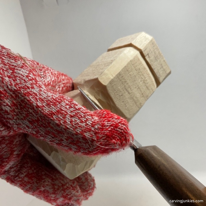 Carving neck of snowman