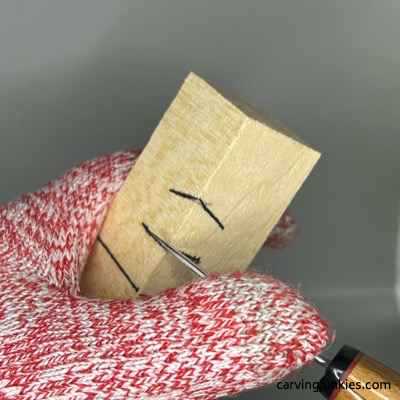 Making a stop cut on green man