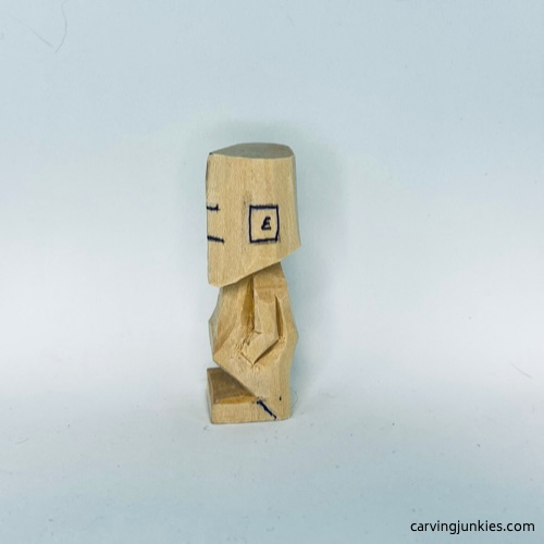 Left ear box is added to tiny wood carving