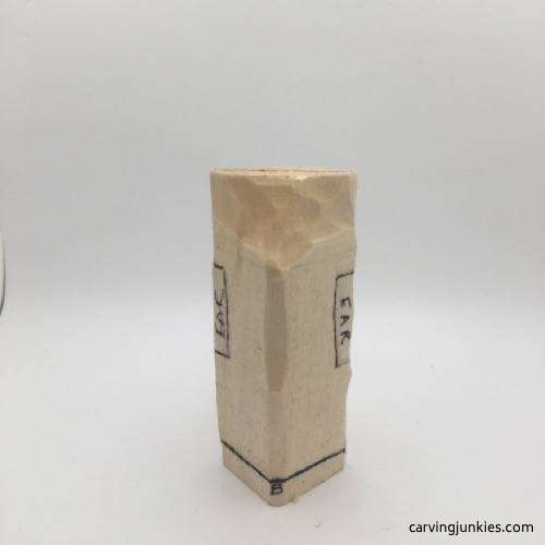 Back view of carved troll head