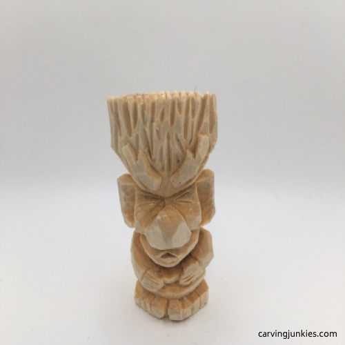 Front view of unpainted troll carving