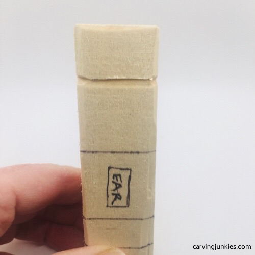 Reserved ear on troll wood carving Ear box on troll wood carving