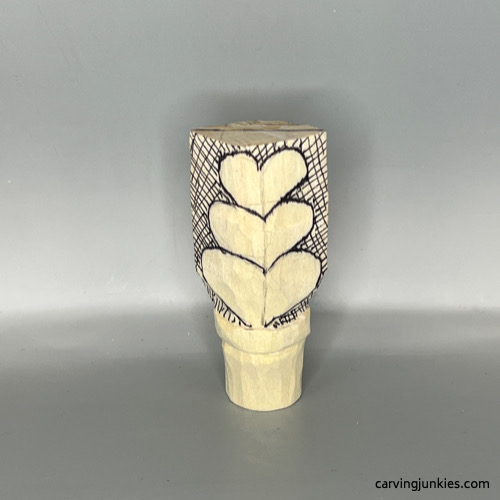 Back details of valentine heart wood carving