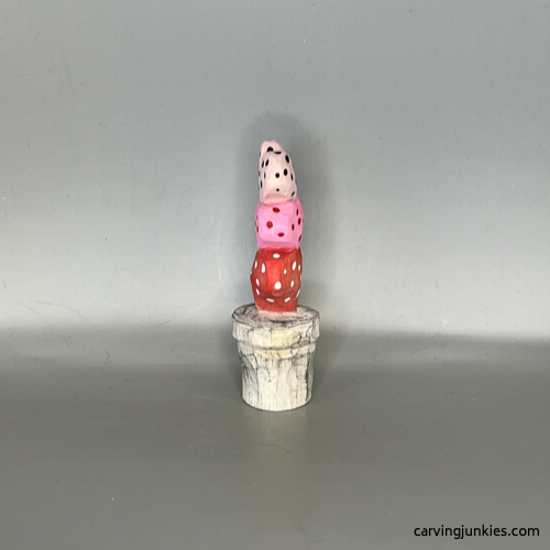 Right view of painted Valentine heart wood carving