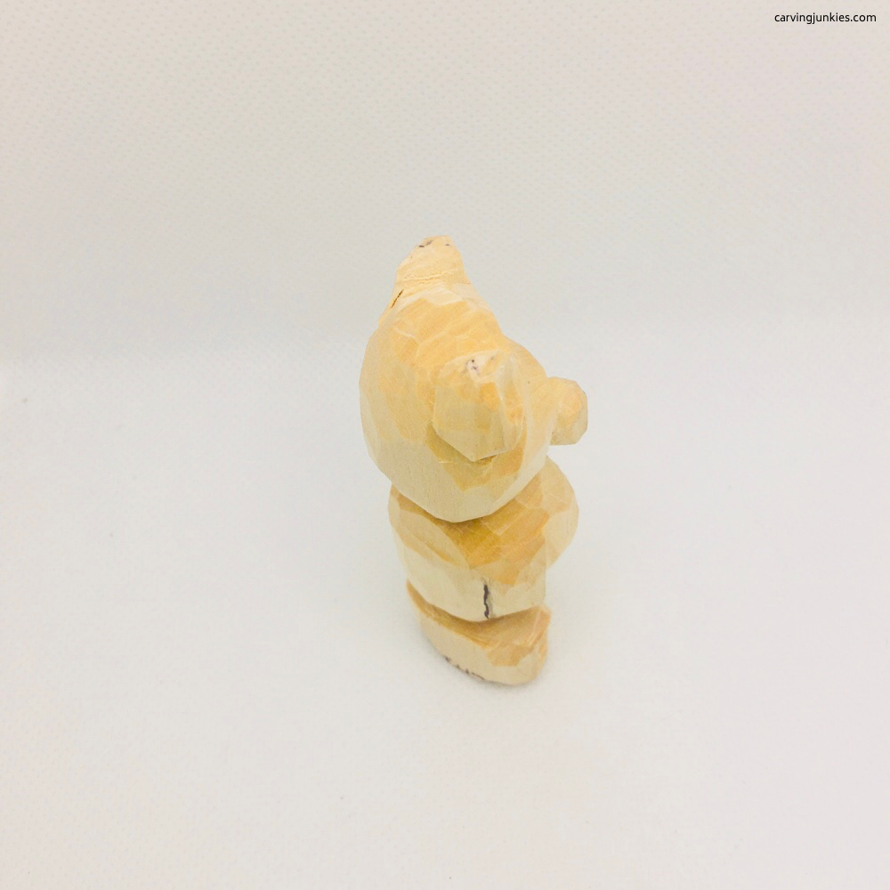 Right view of completed whittled bear