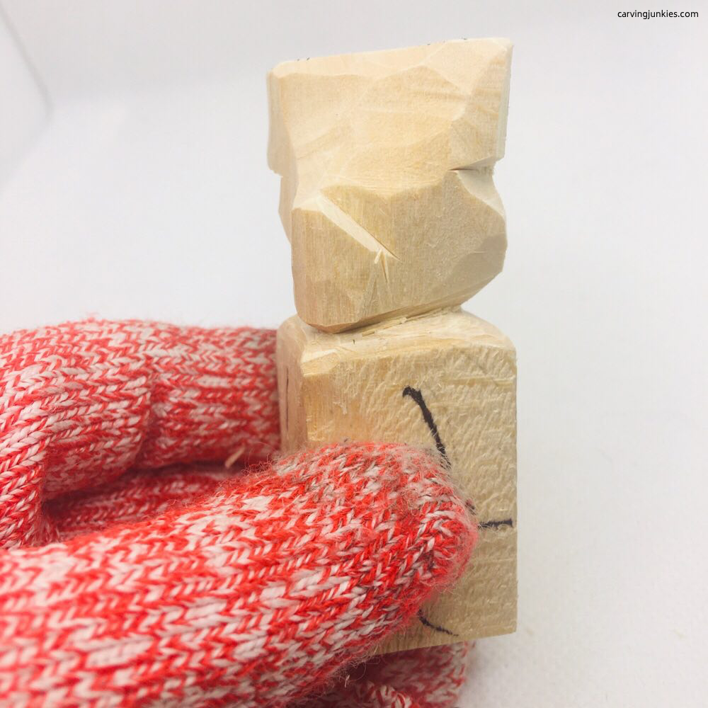 Completed bear whittle cut