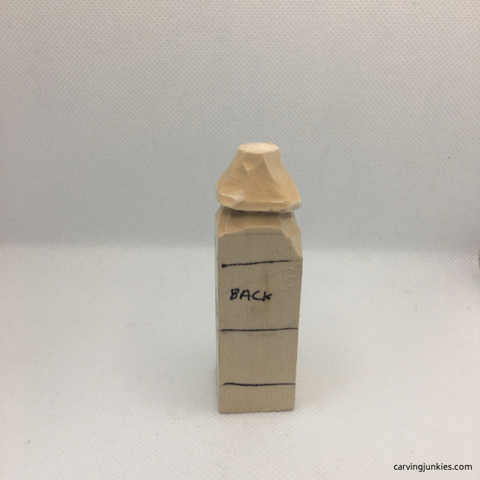 Back of hat started on wood carving