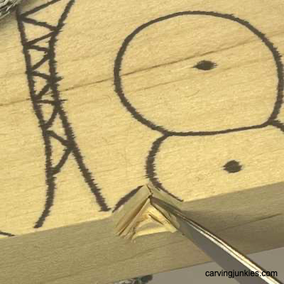 Making V-cuts for fish whittling project