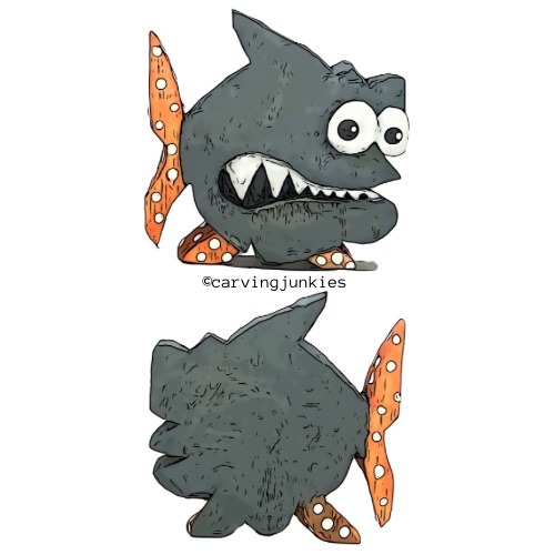 Whittled fish full color pattern for wood carving