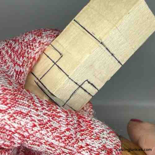 Making a stop cut for wood carved Buddha