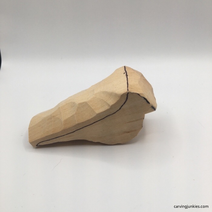 Starting head of cardinal wood carving