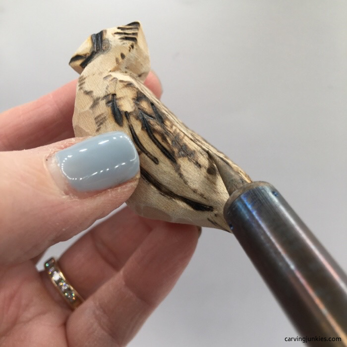 Wood burning a cardinal