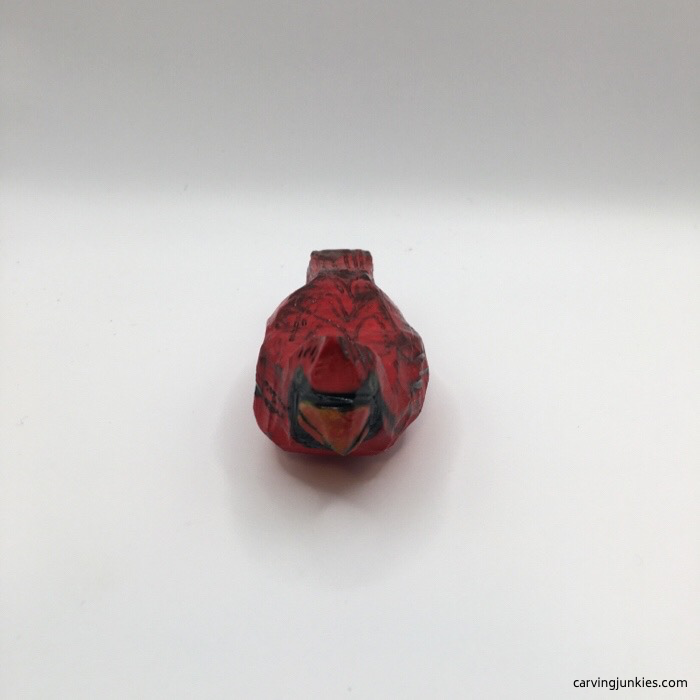 Front of painted wood cardinal