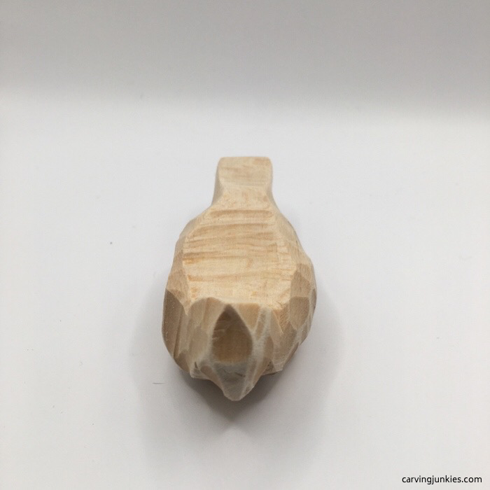 Front view of wood cardinal before painting