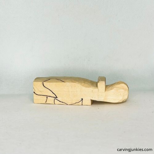 What the head should look like when carving a wooden alligator