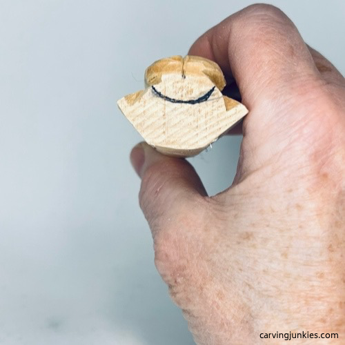 Guideline for back of head on wood carved angel