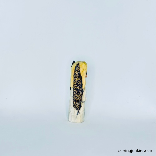 Right view of painted wood carved angel