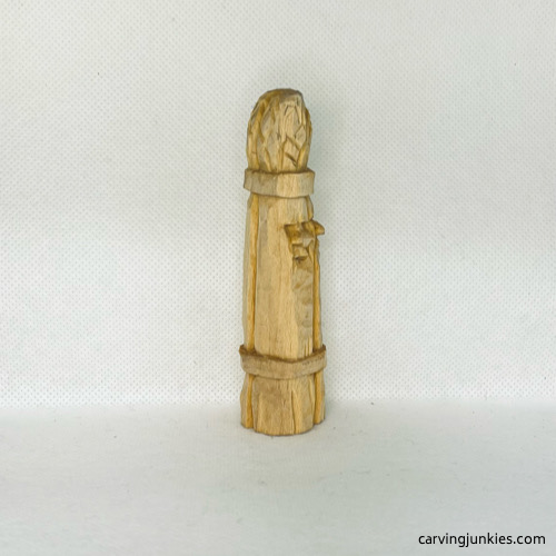 Right view of wood carved asparagus before painting